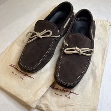 Salvatore Ferragamo Mango Suede Driver Loafers Mens 9.5D Brown Italy Vibram