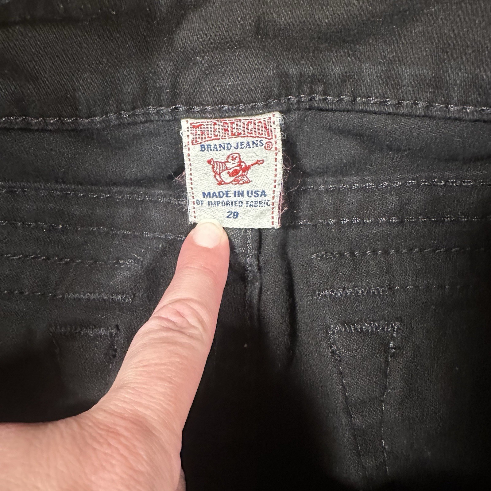 True Religion Billy Jeans Women’s 29 Black Straight Leg Flap Pockets Moto thumbnail 5