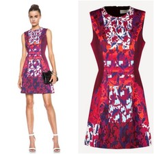 PETER PILOTTO Nova Dress, Size AU 12 US 8, Red Abstract Print A line 2010s Knit