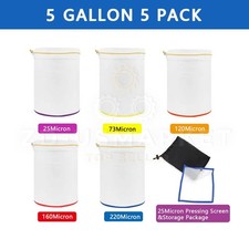 5Pcs Reusable Herbal Extraction Bag Set 5 Gallon Bubble Mesh Bags for Flower