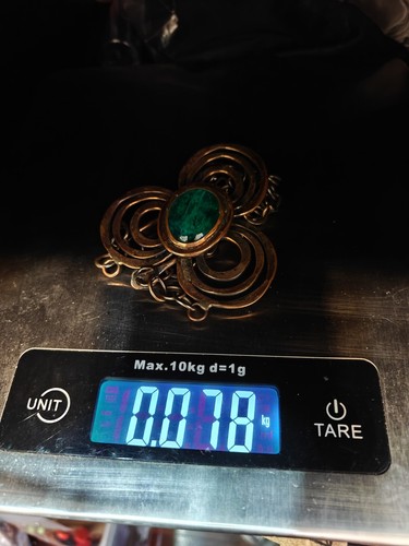 Vintage Rafael Alfandary Brutalist Copper and "Flawed" Emerald Glass Necklace - Picture 13 of 13