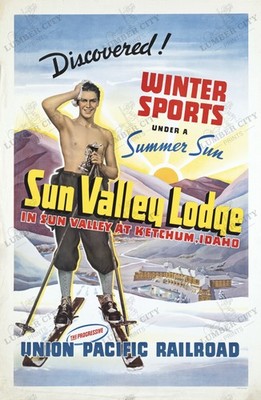 Sun Valley Lodge Idaho Ski Poster c1936 Union Pacific RR Wall Art Print
