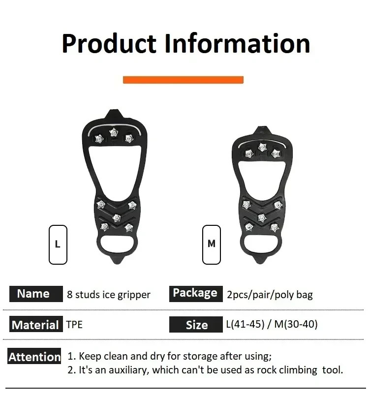 Anti-slip shoe spikes Ice Grips in various sizes Enjoy a nice winter