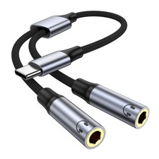 USB to Dual 3.5mm Female Headphone Splitter, to Dual 3.5mm Female Aux Y Jack ...