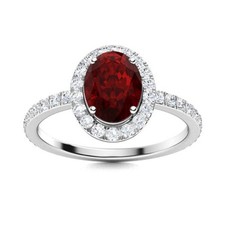 Garnet Gemstone 925 Sterling Silver Solitaire with Accents Ring Jewelry