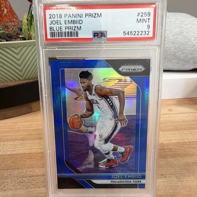 2018-19 Panini Prizm Joel Embiid #259 Blue Prizm /199 PSA 9 76ers