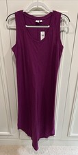 Gap Scoopneck Tank MIDI Dress Size Medium Purple Cotton Curved Hem Lagenlook