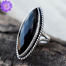 Black Onyx Ring 925 Sterling silver Band Statement Ring Handmade Ring All Size