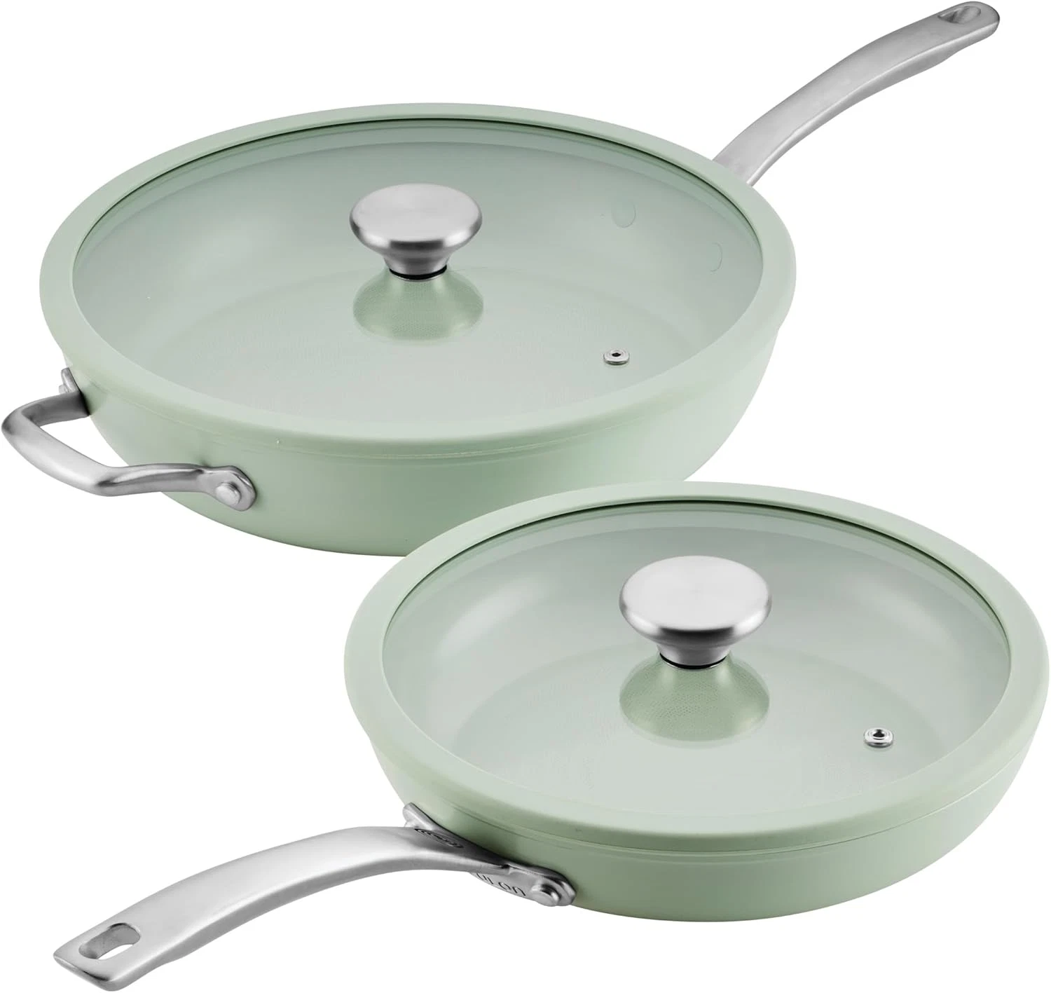 Halo 4-Piece Nonstick Frying Pan Set with Lids - Sage, PFAS-Free