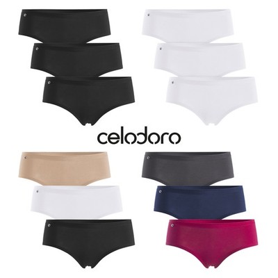 Celodoro 3er Pack Damen Basic Panty - Hipster Slip mit Schmuck-Logo