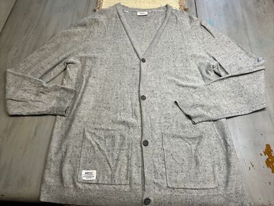 WeSC Superlative Conspiracy Gray Button Down Cardigan Sweater Mens Sz XXL