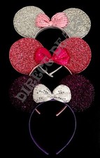 3 Pc Minnie Mouse Ears Headband Sparkly Purple Pink Silver Birthday Party Favors