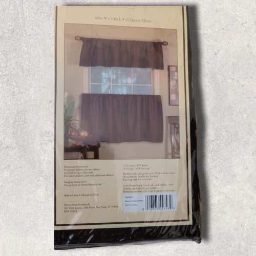 Maison Kitchen Window Valance 60” W X 14” L Chocolate