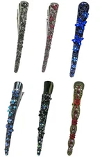 Set of 6 JCGY Alligator Duckbill Beakclips Long Metal Hairclips Combo 4 Styles