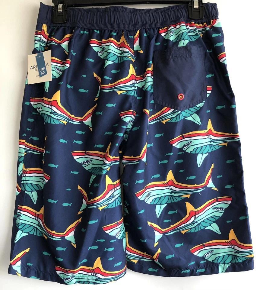 Nuevo con etiquetas Arizona Jean Co Traje de baño Niños Pantalones Tiburón Pez Patrón UPF 50 Talla M 10-12 Foto 3 de 4