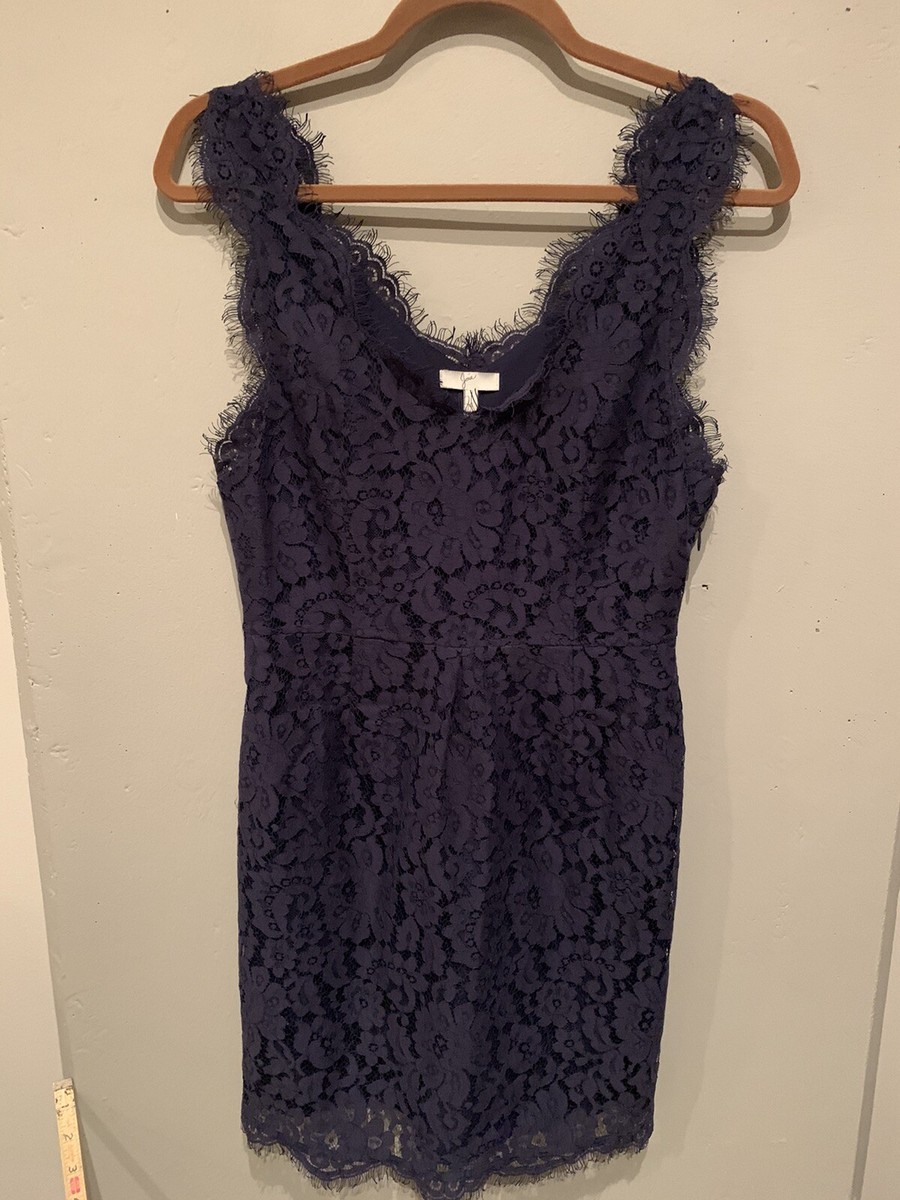 Joie Rori Lace Dress Navy Blue Sleeveless Cocktail Party Size Small