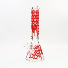 Pipa de agua para fumar de vidrio cachimba hecha a mano de 14"" vaso bong vástago inferior súper pesado