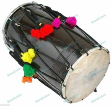 Indian Musical Punjab Bhangra Dhol Wedding Mango Wood Musical Instrument With Ba