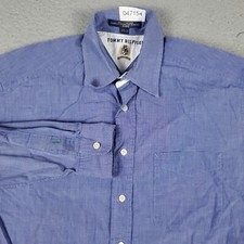 Tommy Hilfiger Shirt Mens 15.5 Blue Dress Button Up Long Sleeve