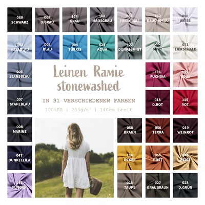 Leinen Meterware stonewashed - Ramie Leinen uni gewaschen, Leinengewebe *ab 50cm