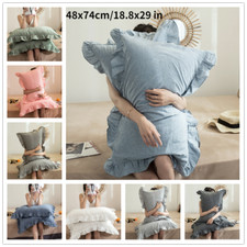 Cotton Ruffle Pillowcase Pillow Case Covers Plain Soft Bedding Decor 2x