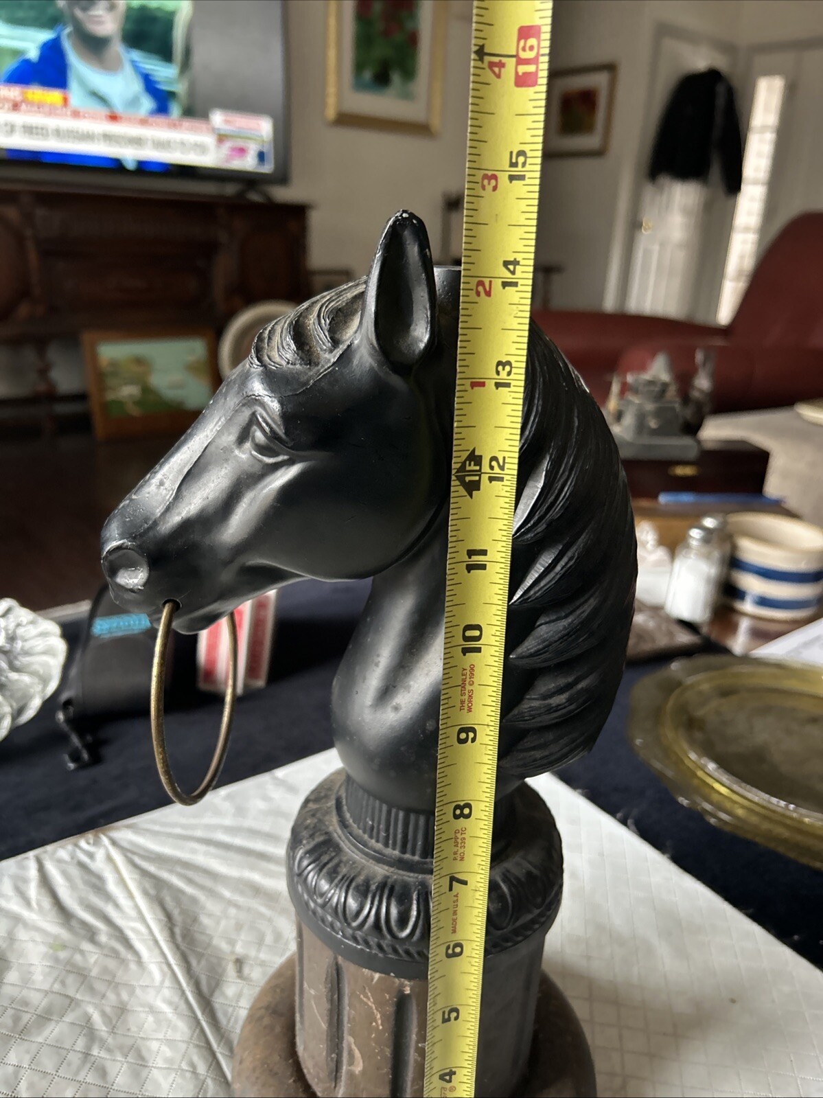 Cast Aluminum Black Victorian Style Hitching Post Horse Head Topper - Lamp?