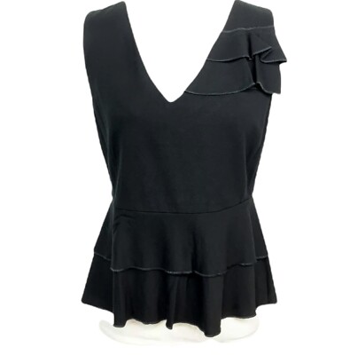 Anthropologie Guest Editor NWOT Sleeveless Peplum Top Black Small Exposed Zipper
