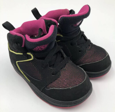 KIDS NIKE AIR JORDAN SIXTY CLUB (TD) 535864-019 Black Fusion Pink SZ 7C