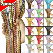 2Pcs Tassel Bling String Door Curtain Room Divider Crystal Fringe Window Curtain