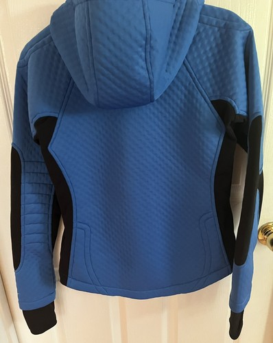 NIKE SPHERE Gr. XS WAFFEL GESTEPPT BLAU & SCHWARZ SPORT ZIP HOODIE TAILLIERT JACKE - Bild 2 von 7