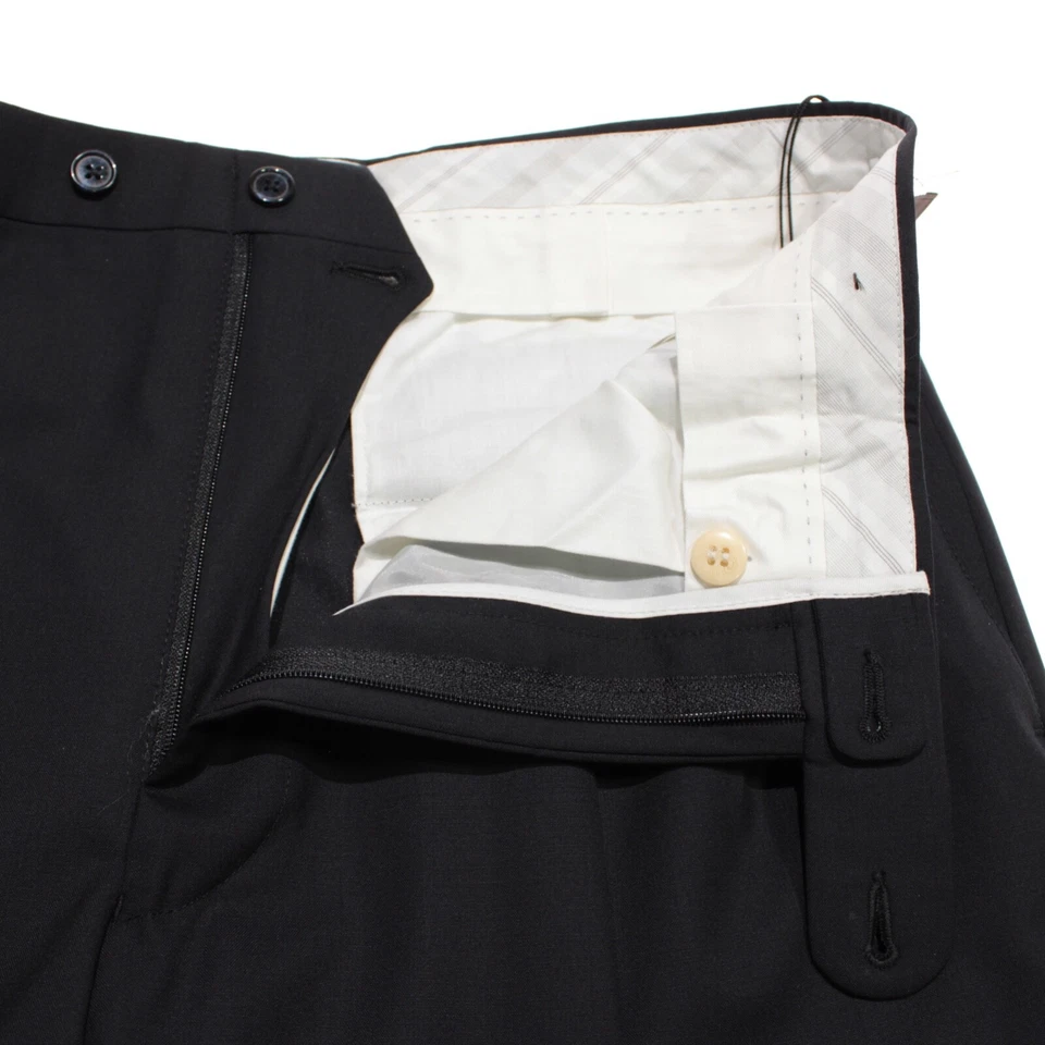 Pantalones de vestir Riviera Jack Victor plisados nuevos con etiquetas talla 34 EE. UU. en azul liso 100 % lana Foto 3 de 4