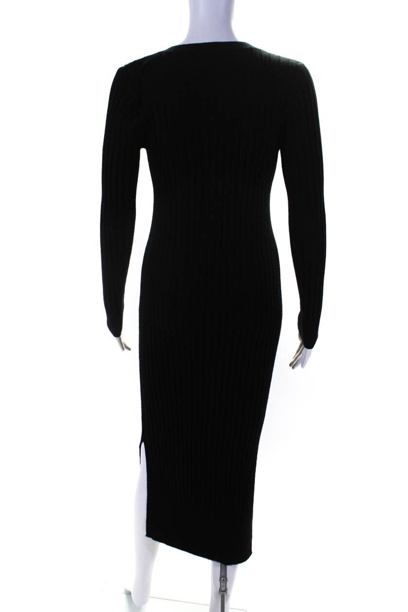 Club Monaco Ribbed Cardigan Button Down Ribbed Maxi Dress Black Size S $250  | eBay