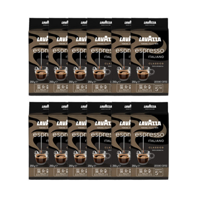Lavazza Caffè Espresso, 250g gemahlen 12er Pack