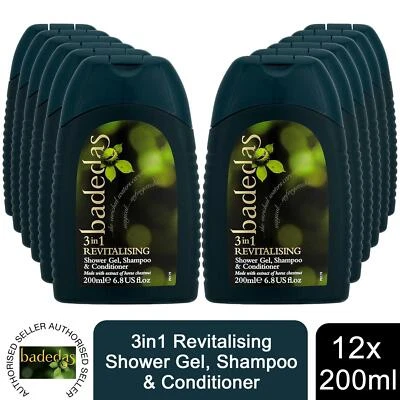 Badedas 3in1 Revitalising Shower Gel, Shampoo & Conditioner 200ml, 12 Pack