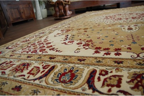 TRADITIONAL RUG 'KASZMIR' Flowers fringe beige, red classic hard-wearing durable - Picture 3 of 6