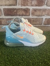 Girls Nike Air Max 270 Glacier Blue Total Orange. Size 5Y