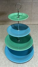 Fiesta 4 Tier Serving Tray~Vintage Green & Turquoise ~Tidbit Tray~Fiestaware