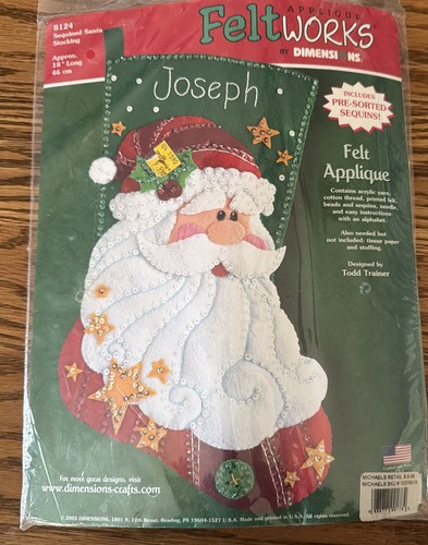 Feltworks Applique Stocking Kit Sequin Santa Felt Christmas 18" NEW UNOPENED - Picture 1 of 4