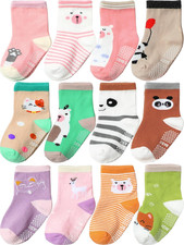 Non Slip Grip Ankle Baby Socks 12 Pack for Toddler Boys and Girls Kids,Infant Cu