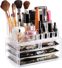 Clear Acrylic Makeup Organizer   4 Drawers  16 Compartments for Vanity