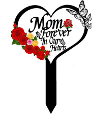 Heart Memorial Grave Markers for Cemetery, Metal Memorial Plaques Stake Grave De