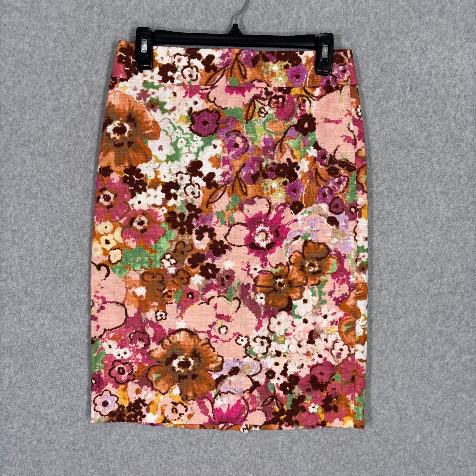 J Crew Pink Cotton Stretch Knee-Length Pencil Skirt 70s Retro Style