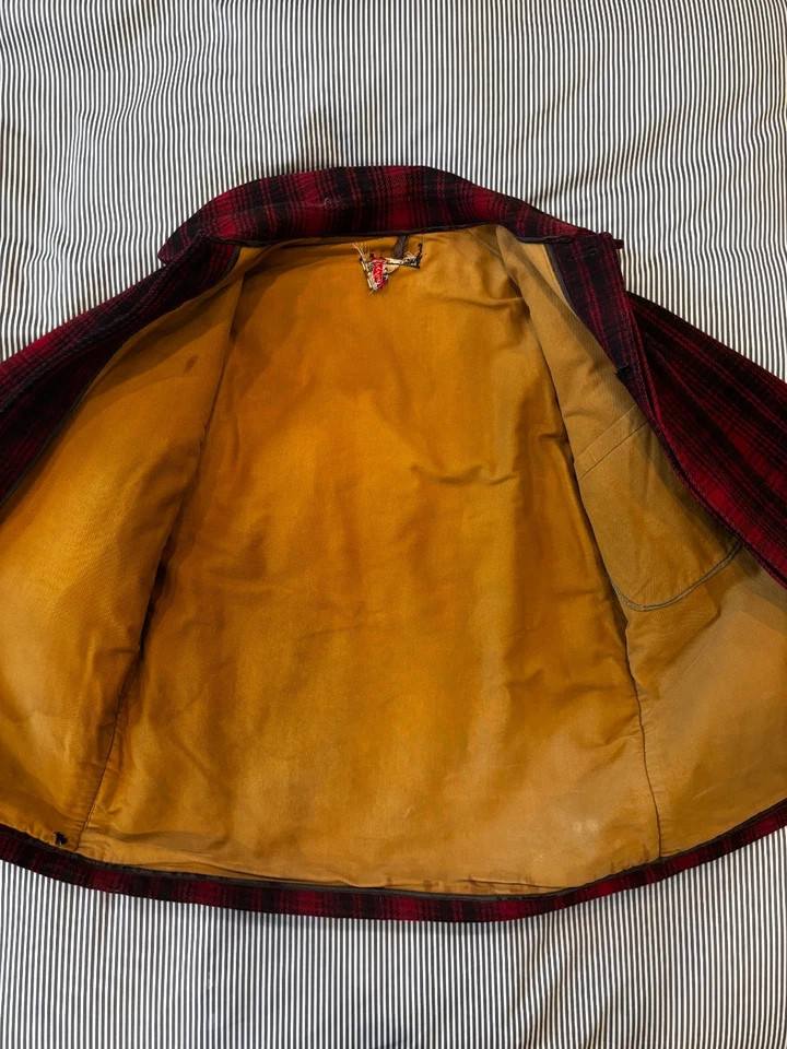 Vintage Woolrich Buffalo Plaid Wool Mackinaw  40-50s Hunting Jacket Size M (40) - Image 2 of 4