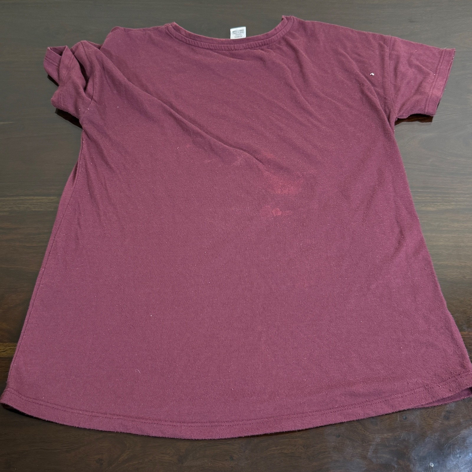 Namaste spell out t shirt Small maroon colourway pre owned aged condition image 3
