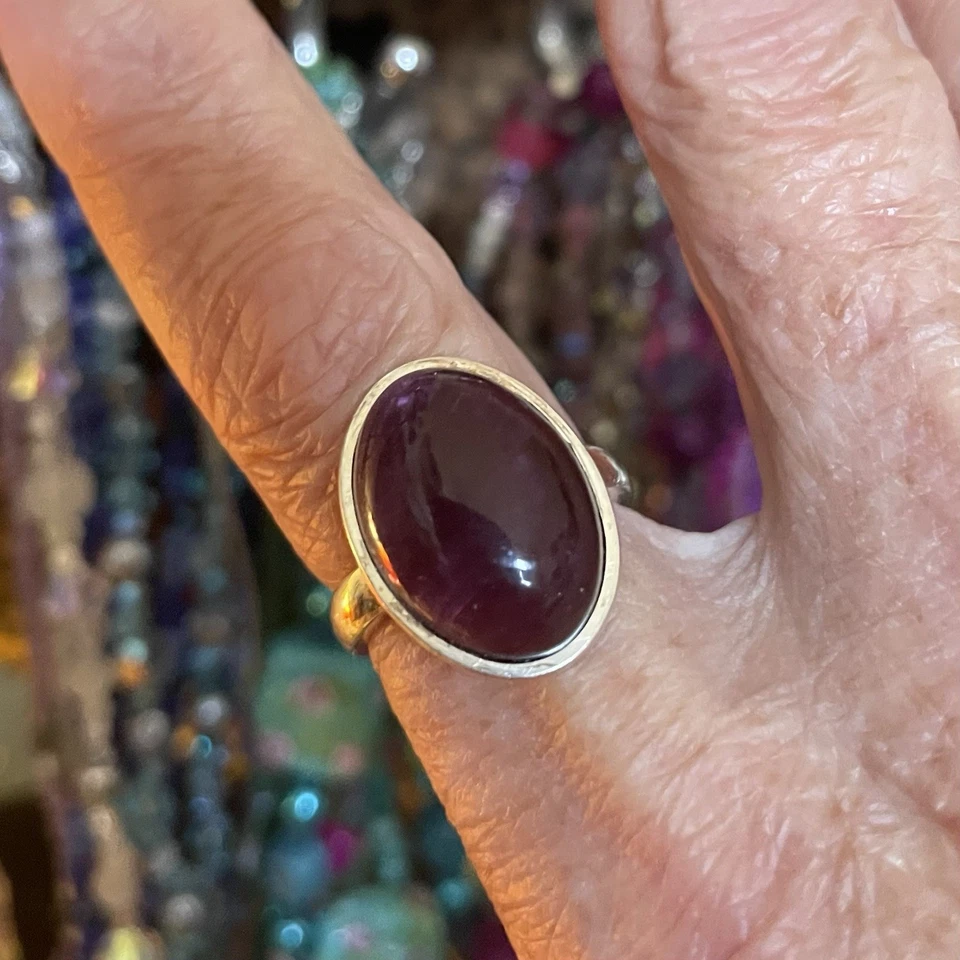 Ring 925 Silber mit einen glasigen Amethyst in Gr. 58 In Berlin gekauft