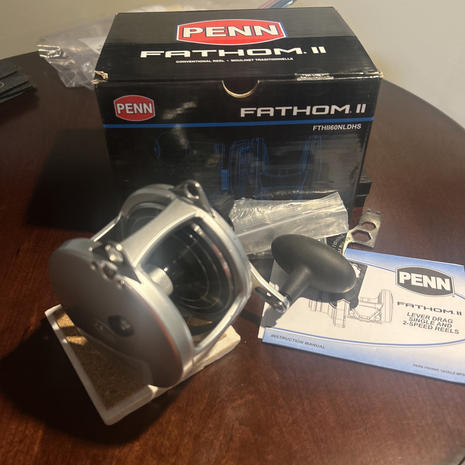 Penn Fathom II 60NLDHS Silver/Black Lever Drag Single Speed 