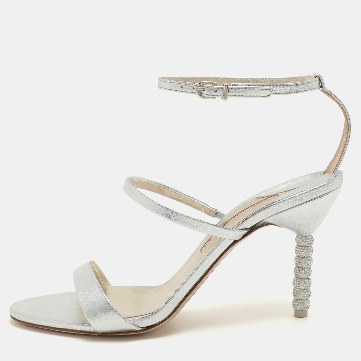 SOPHIA WEBSTER 25SS サンダル・ミュール シルバー系 Sophia Webster Silver Leather Rosalind Crystal Heel Ankle