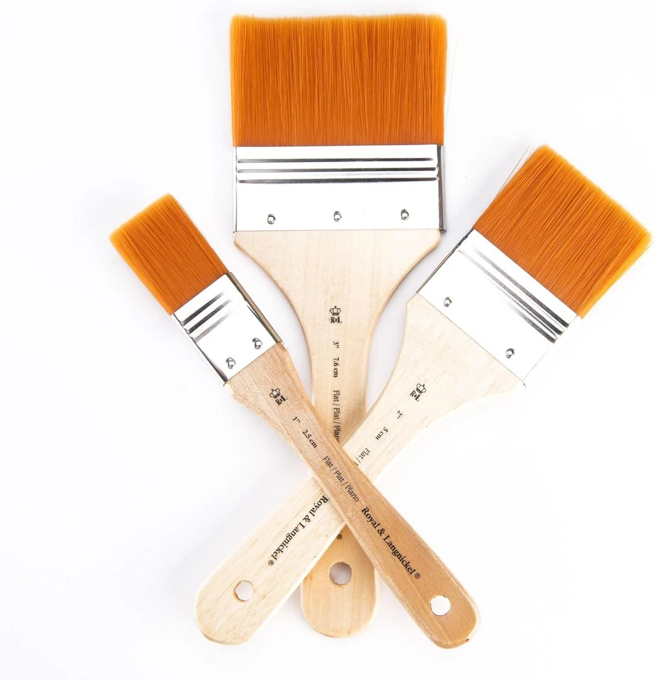 Royal & Langnickel Doré Synthétique Large Plat Peinture Pinceau Set 3pc,RART-140 - Photo 4/4