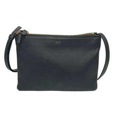 CELINE Large Shoulder Bag Black Leather Used
