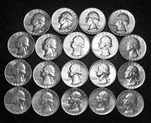 100% to Charity - 1964 D Washington Quarter 90% Silver AU - BU Price per Coin